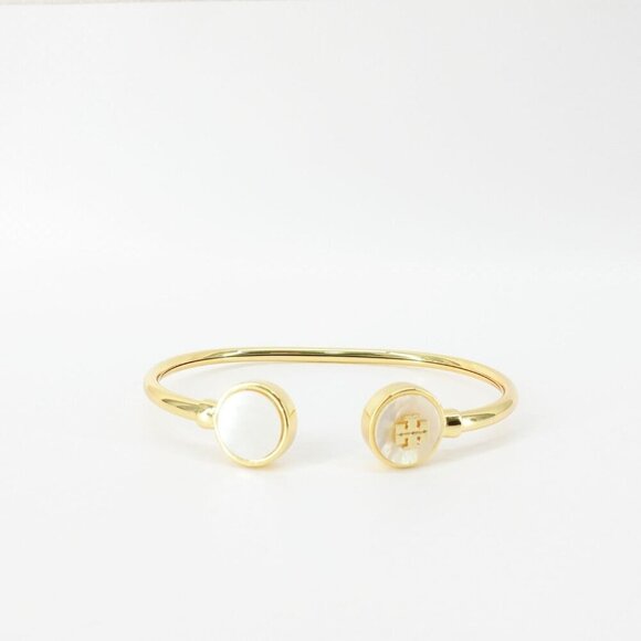 Tory Burch Jewelry - Tory Burch Kira Mother of Pearl Logo Cuff Bracelet Ivory OS